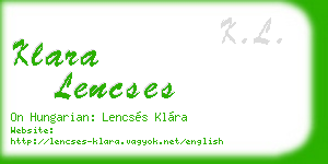 klara lencses business card