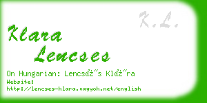 klara lencses business card